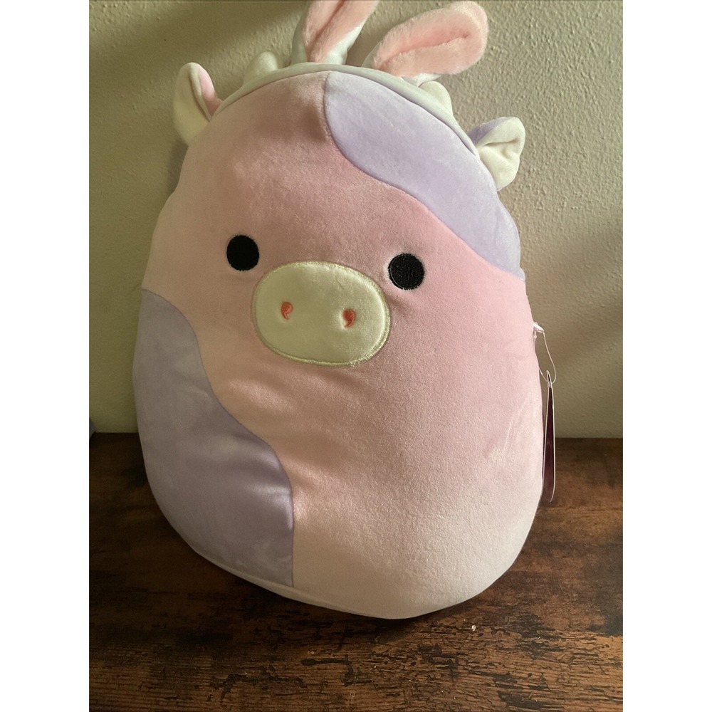 New Squishmallows Patty the Cow Bunny Ears Pink 11" Stuffed Plush Animal Toy